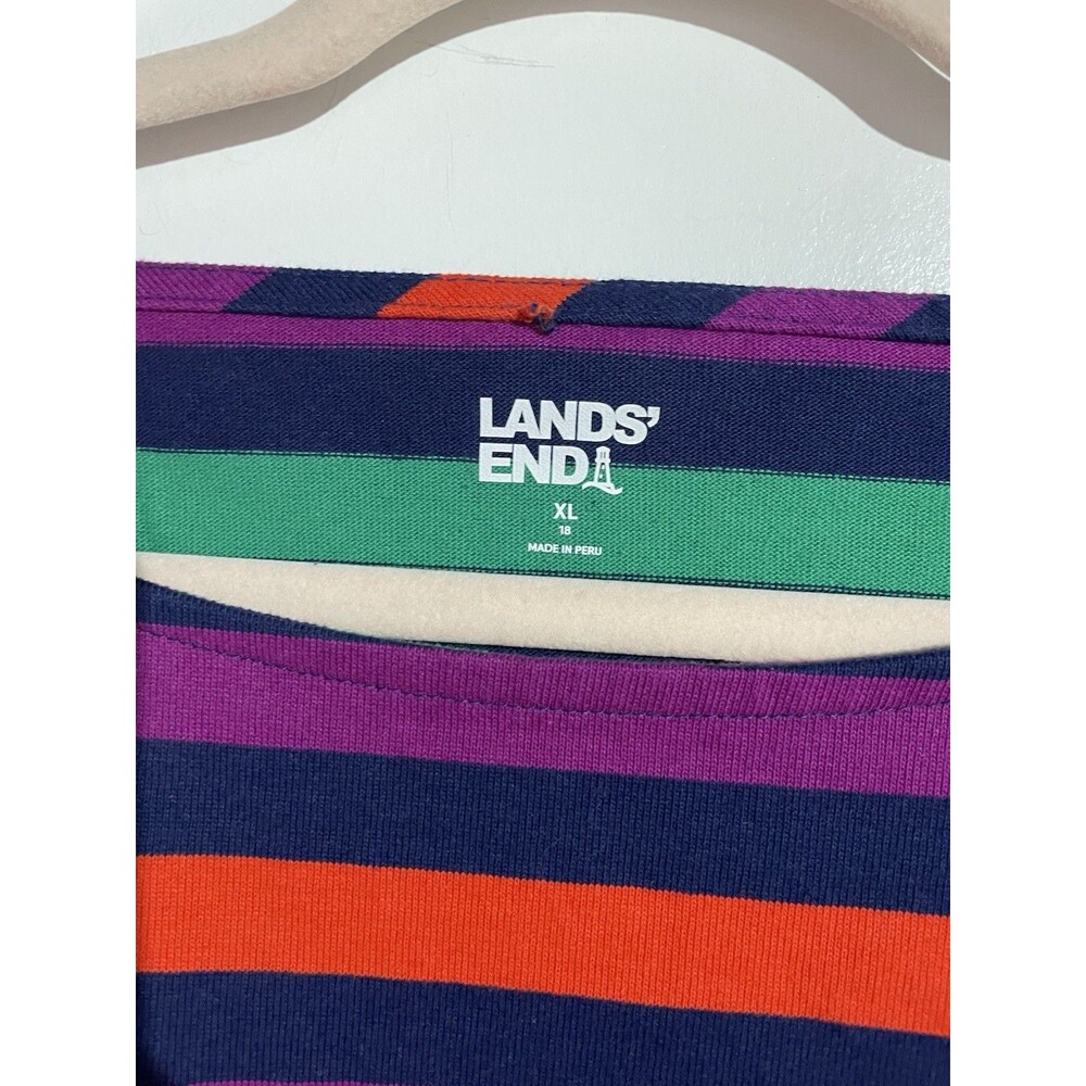Lands End Sweater XL Striped Cozy Stretch Grandmacore Comfy Lightweight - Picture 3 of 9